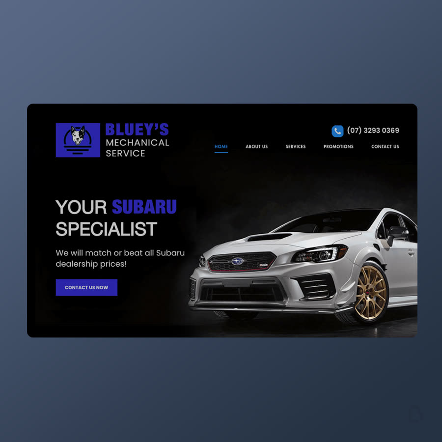 Bluey's Mechanical Service website by Balar Media Group