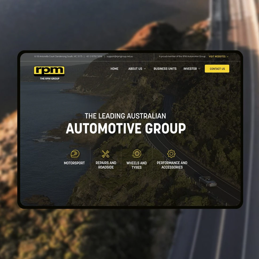 An automotive online store shown on a tablet