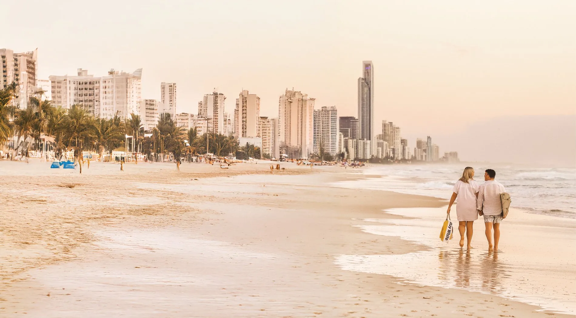 Gold Coast beach and skyline at dusk