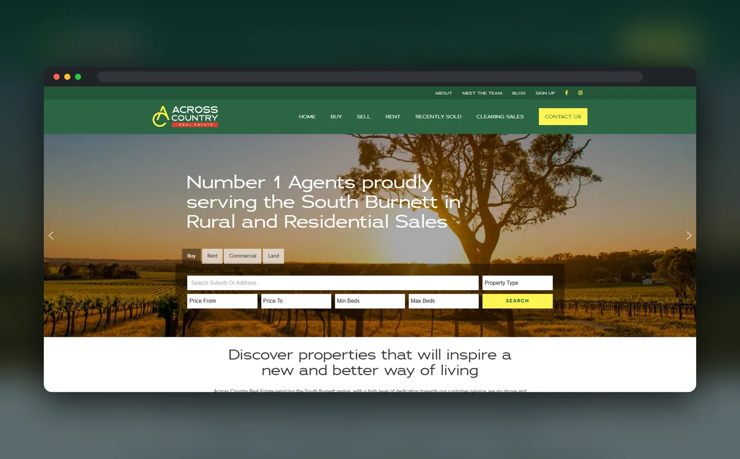 Across Country Real Estate website design by Balar Media Group