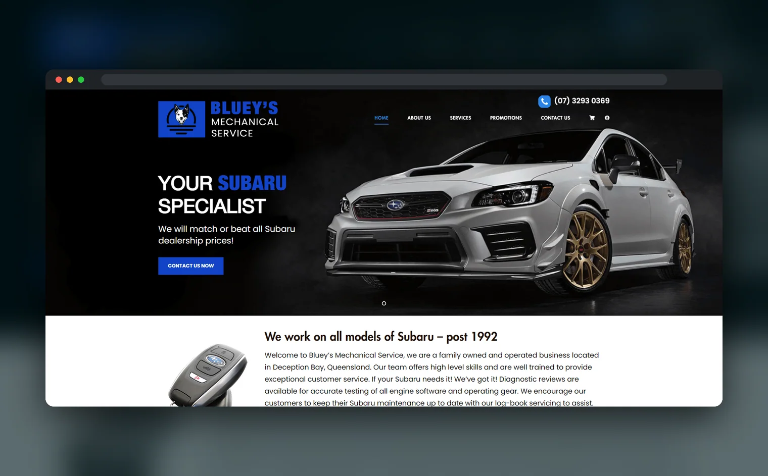 Bluey's Mechanical Service website design by Balar Media Group