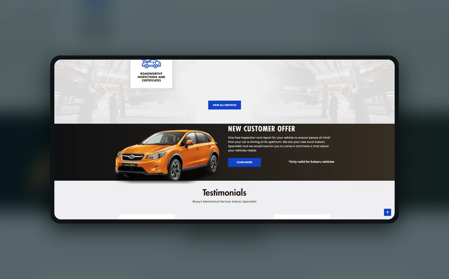 Bluey's Mechanical Service website by Balar Media Group, more of the design