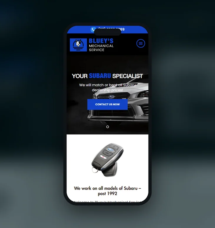 Bluey's Mechanical Service mobile website by Balar Media Group