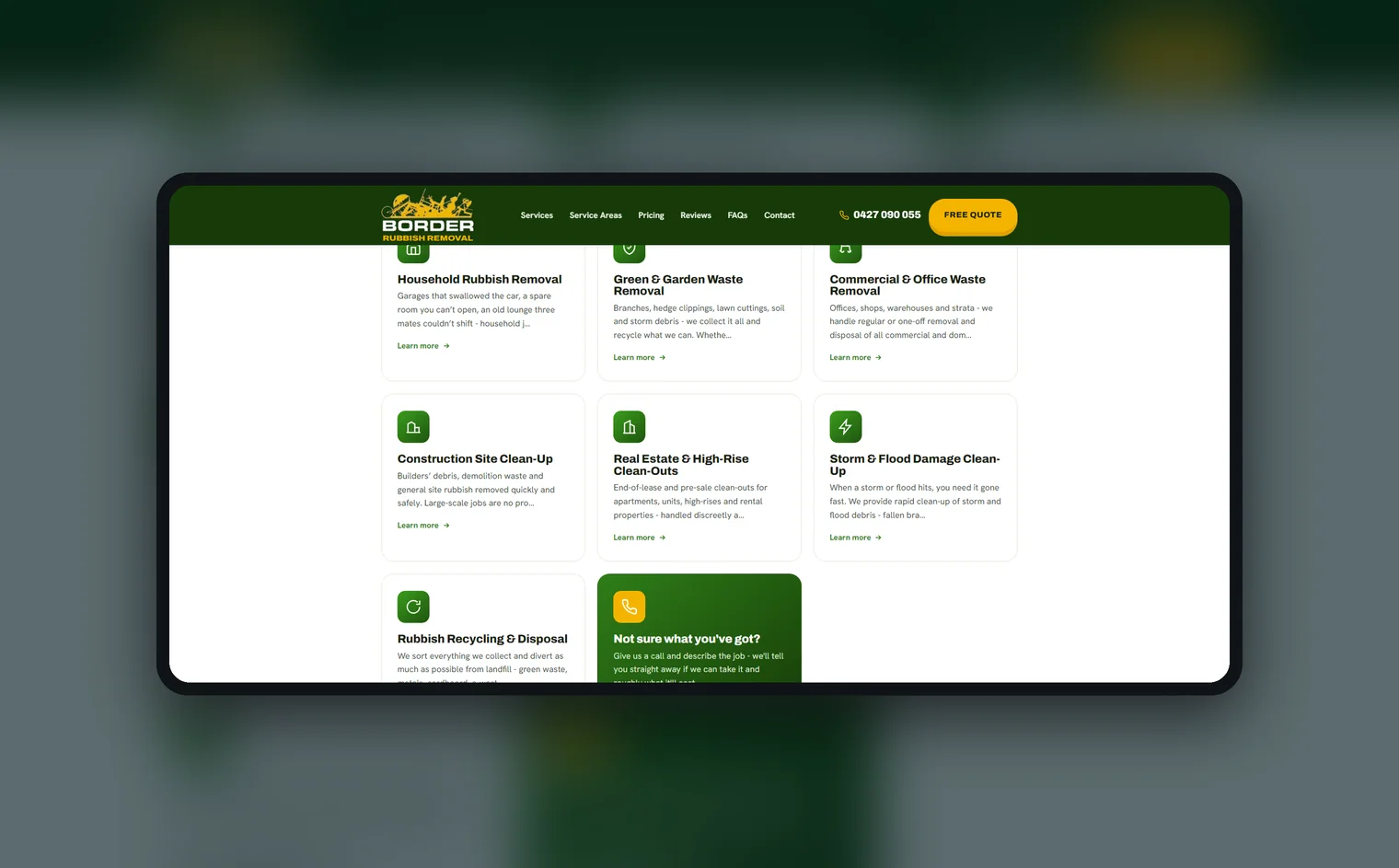 Border Rubbish Removal website by Balar Media Group, more of the design