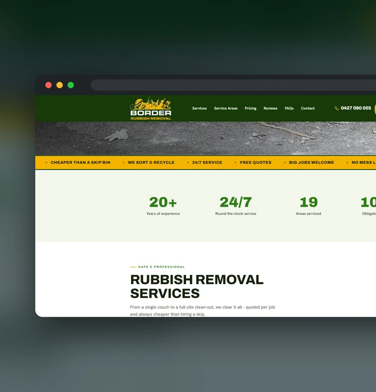 Border Rubbish Removal website by Balar Media Group
