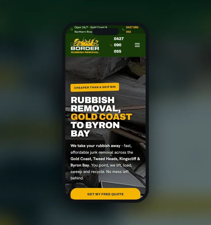 Border Rubbish Removal mobile website by Balar Media Group