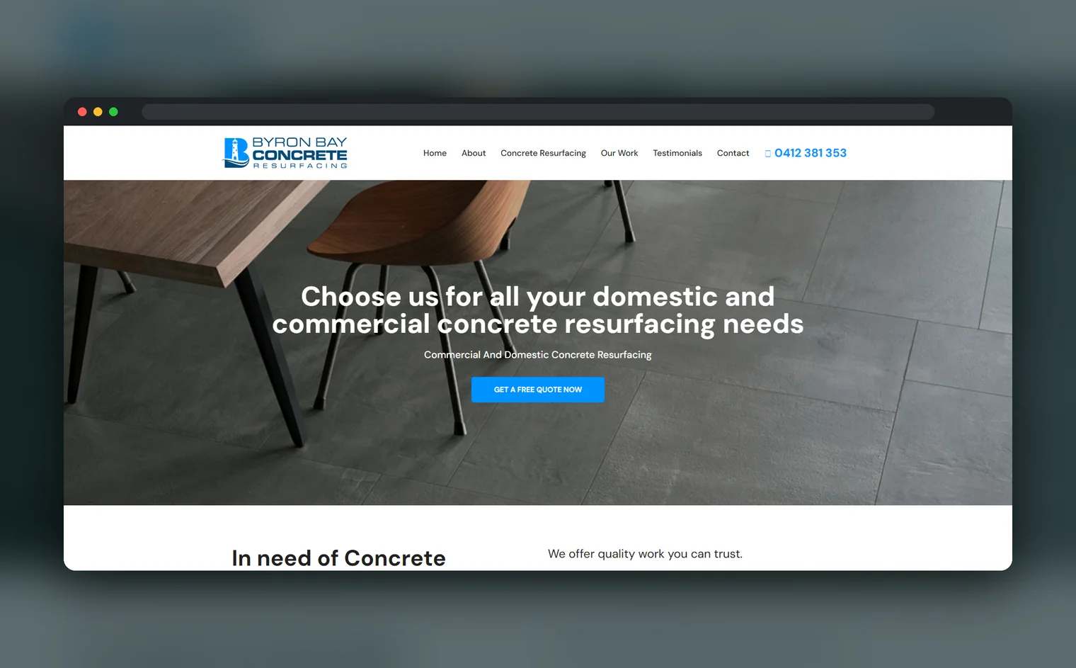 Byron Bay Concrete Resurfacing website design by Balar Media Group