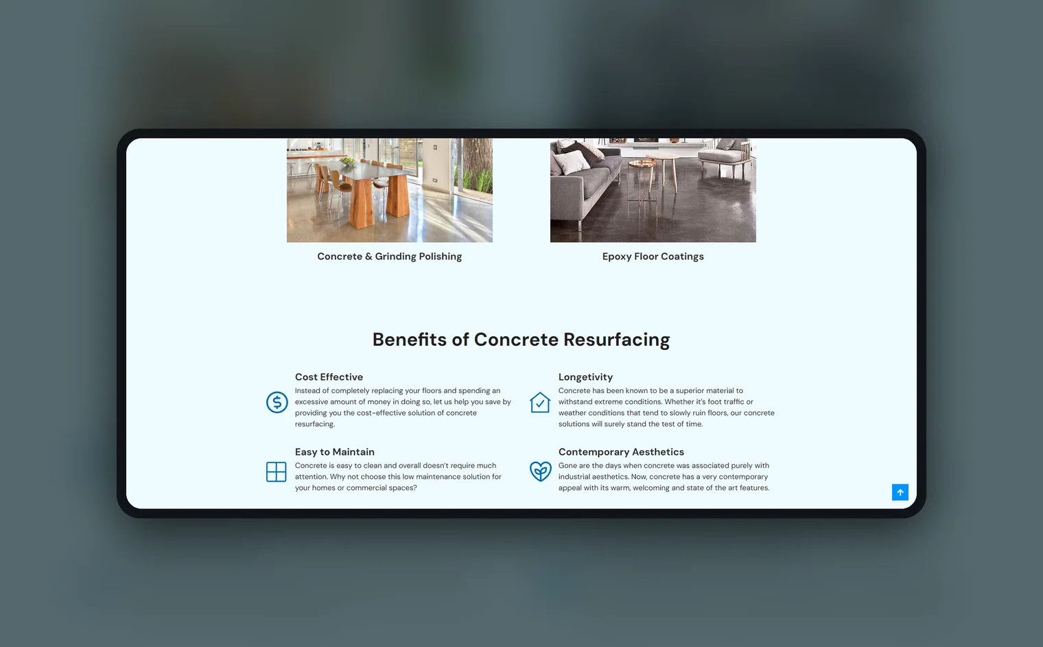 Byron Bay Concrete Resurfacing website by Balar Media Group, more of the design