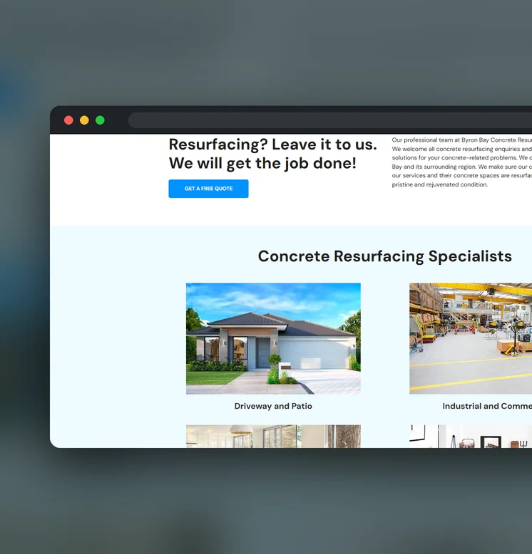 Byron Bay Concrete Resurfacing website by Balar Media Group