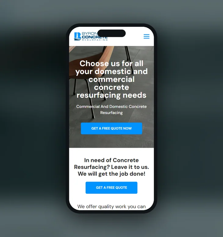 Byron Bay Concrete Resurfacing mobile website by Balar Media Group
