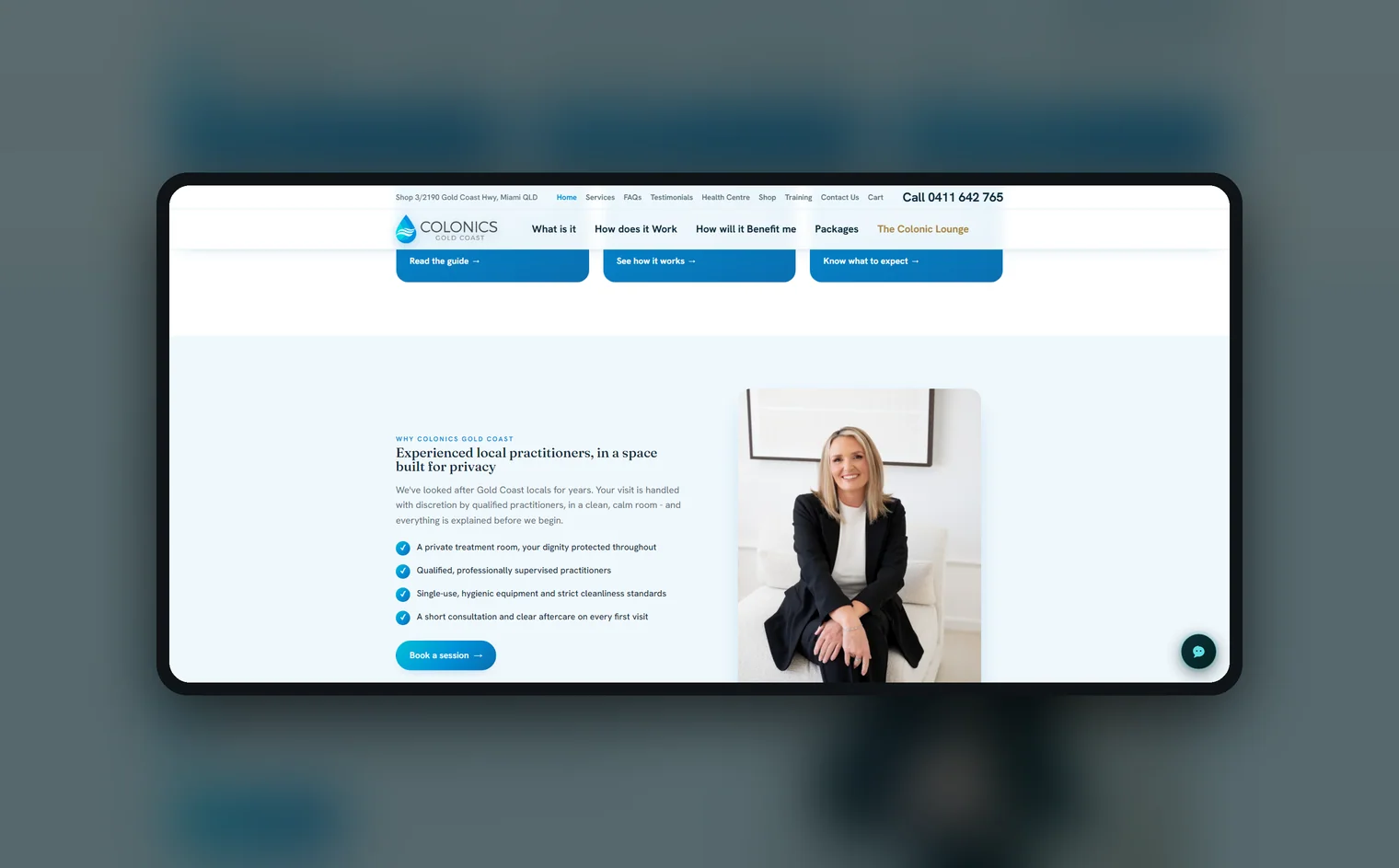 Colonics Gold Coast website by Balar Media Group, more of the design
