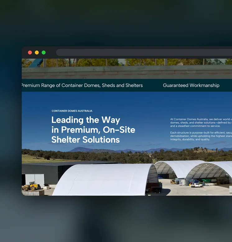 Container Domes Australia website by Balar Media Group
