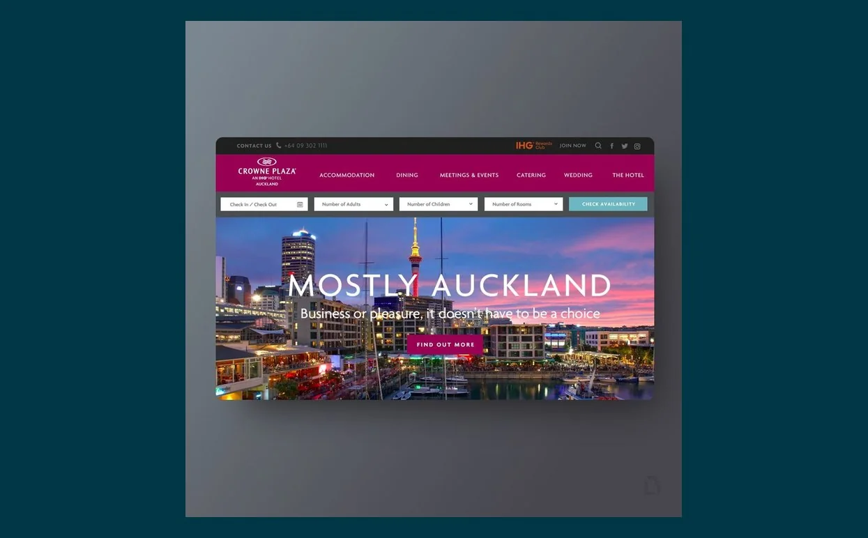 Crowne Plaza Auckland website design by Balar Media Group