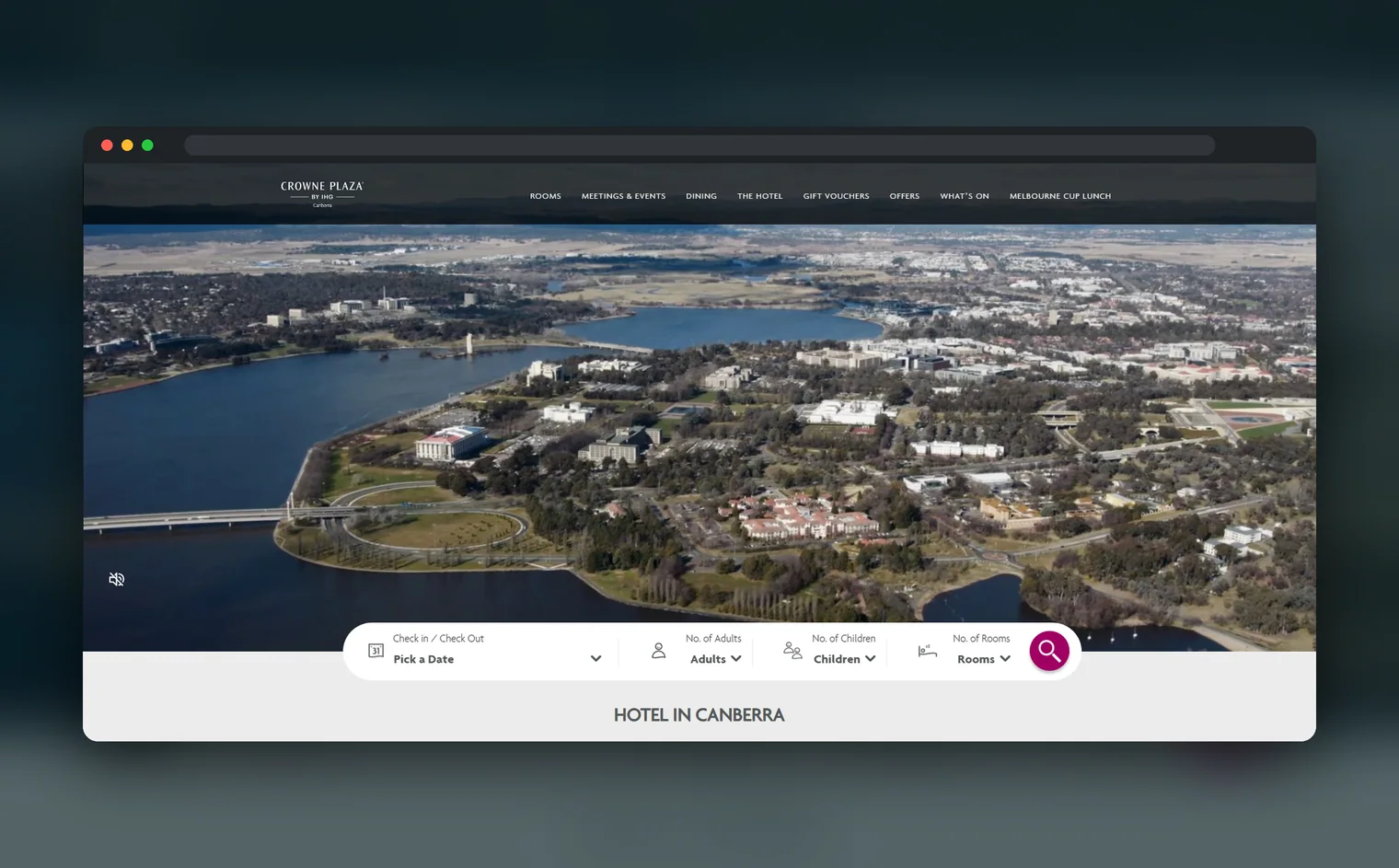 Crowne Plaza Canberra website design by Balar Media Group