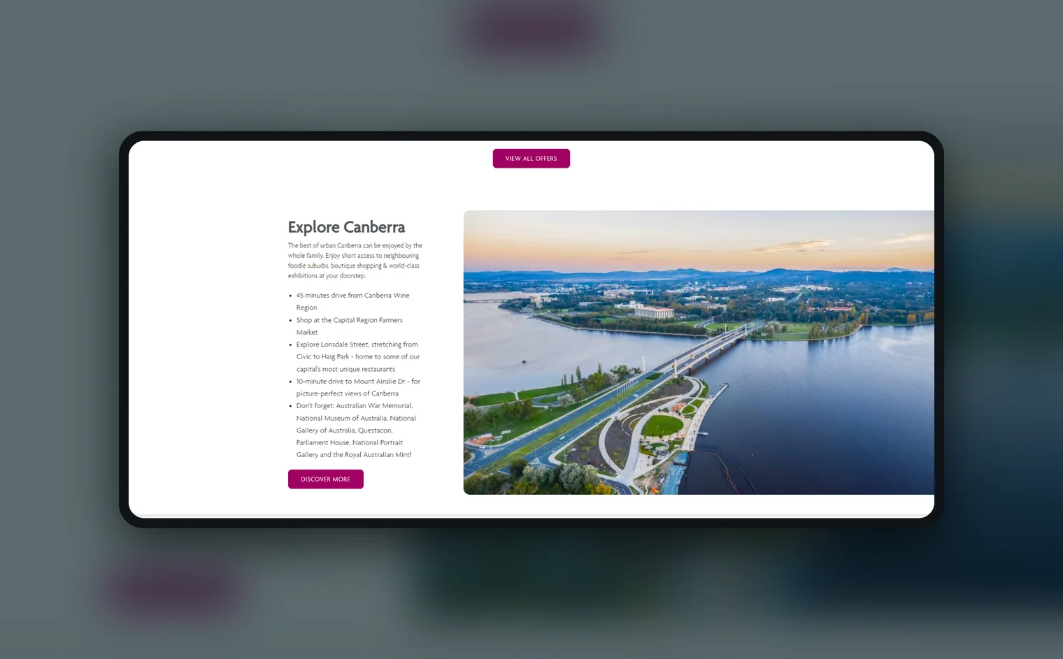 Crowne Plaza Canberra website by Balar Media Group, more of the design