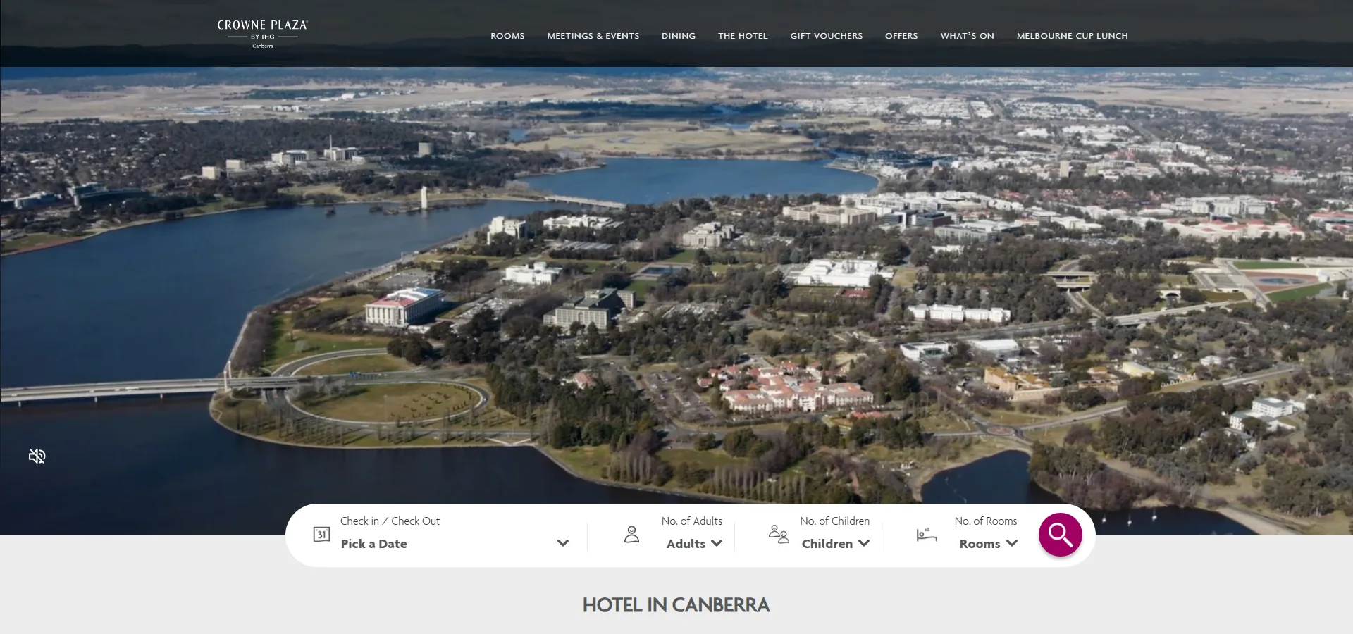 Crowne Plaza Canberra website by Balar Media Group