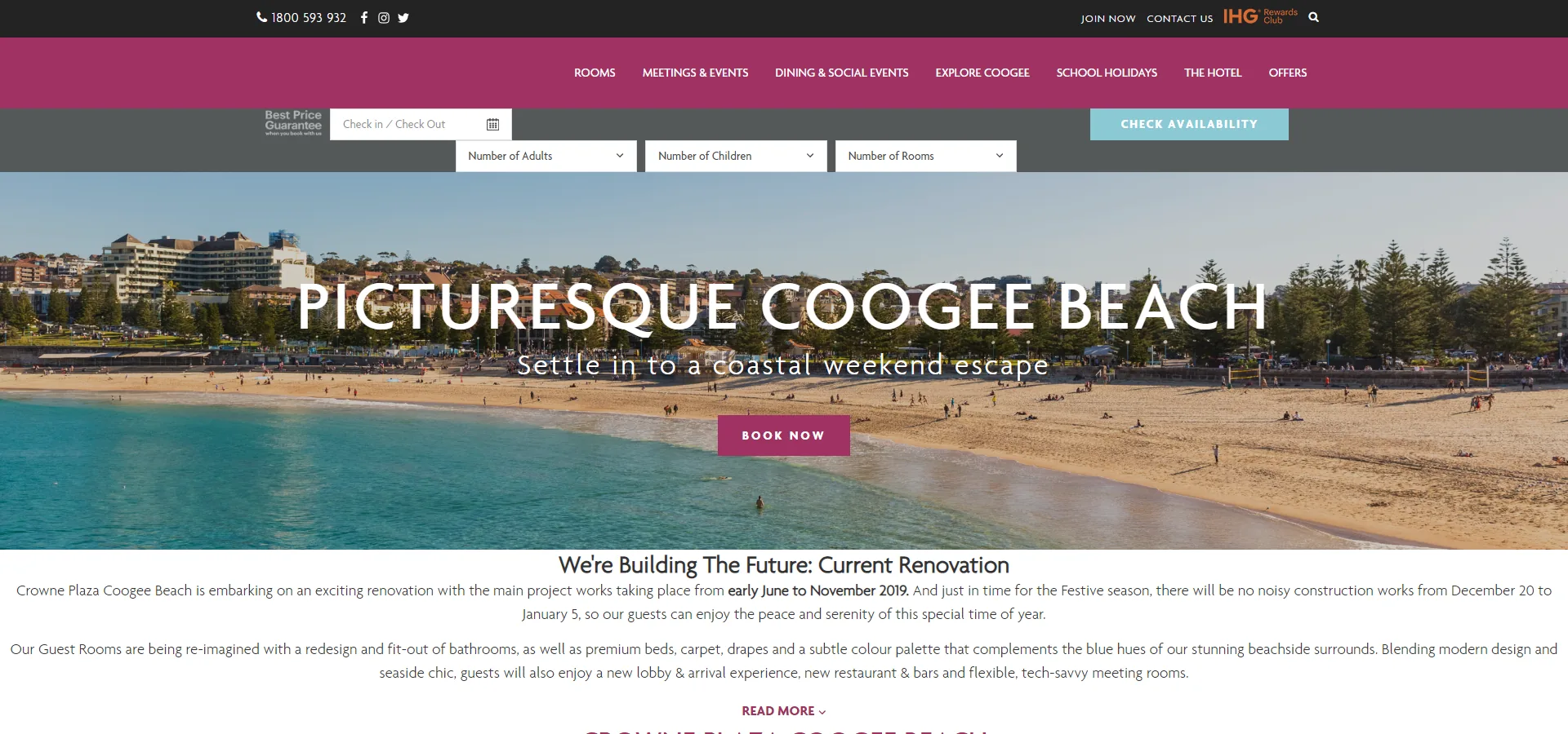 Crowne Plaza Coogee Beach website by Balar Media Group