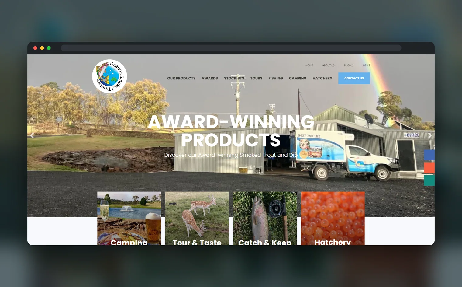 Deano's Smoked Trout website design by Balar Media Group