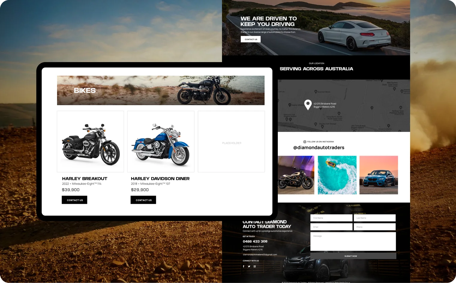 Diamond Auto Traders website design by Balar Media Group (detail)