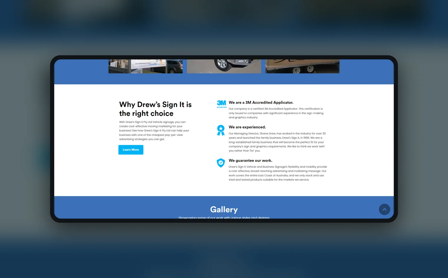 Drew Sign It website by Balar Media Group, more of the design
