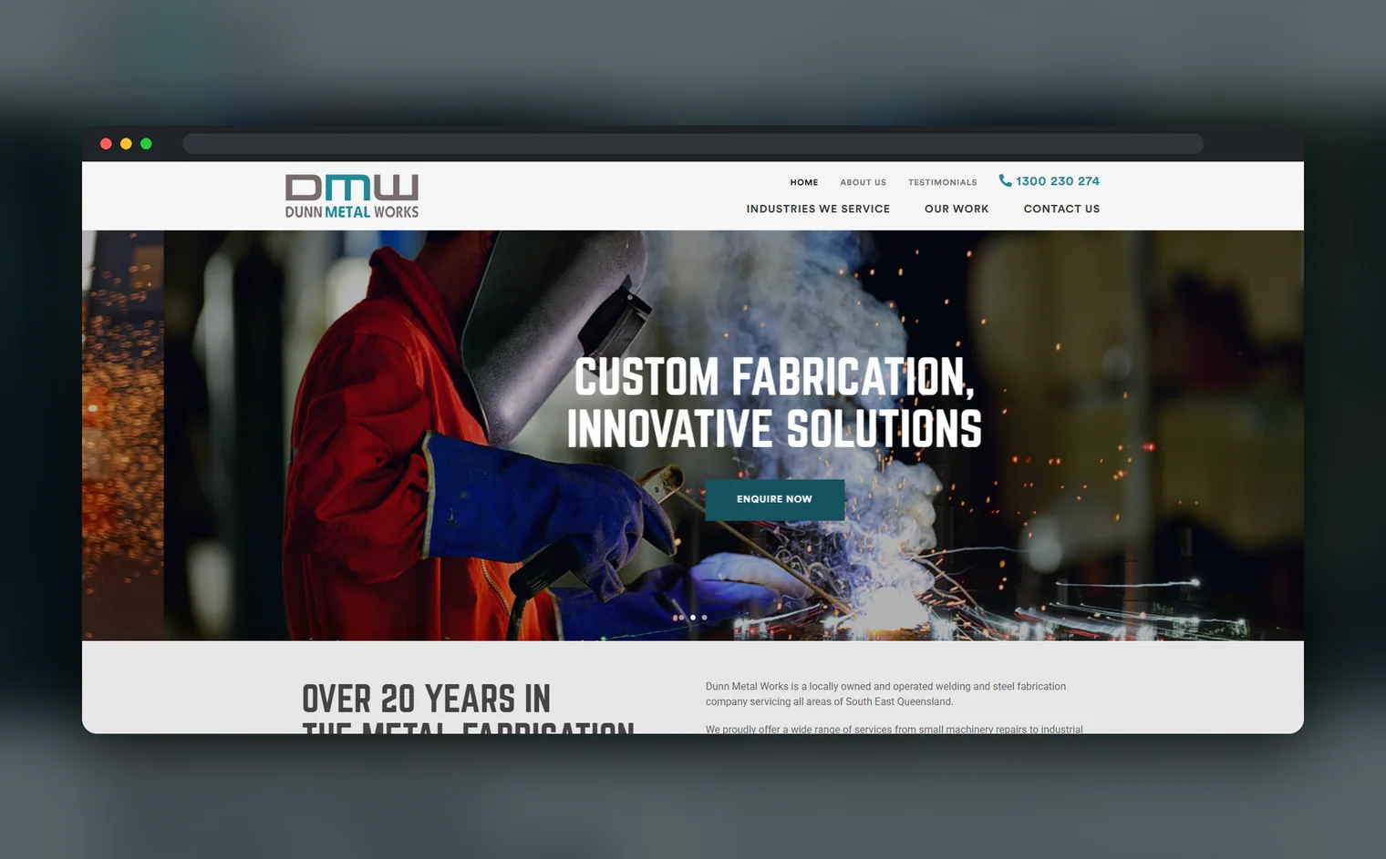 Dunn Metal Works website design by Balar Media Group