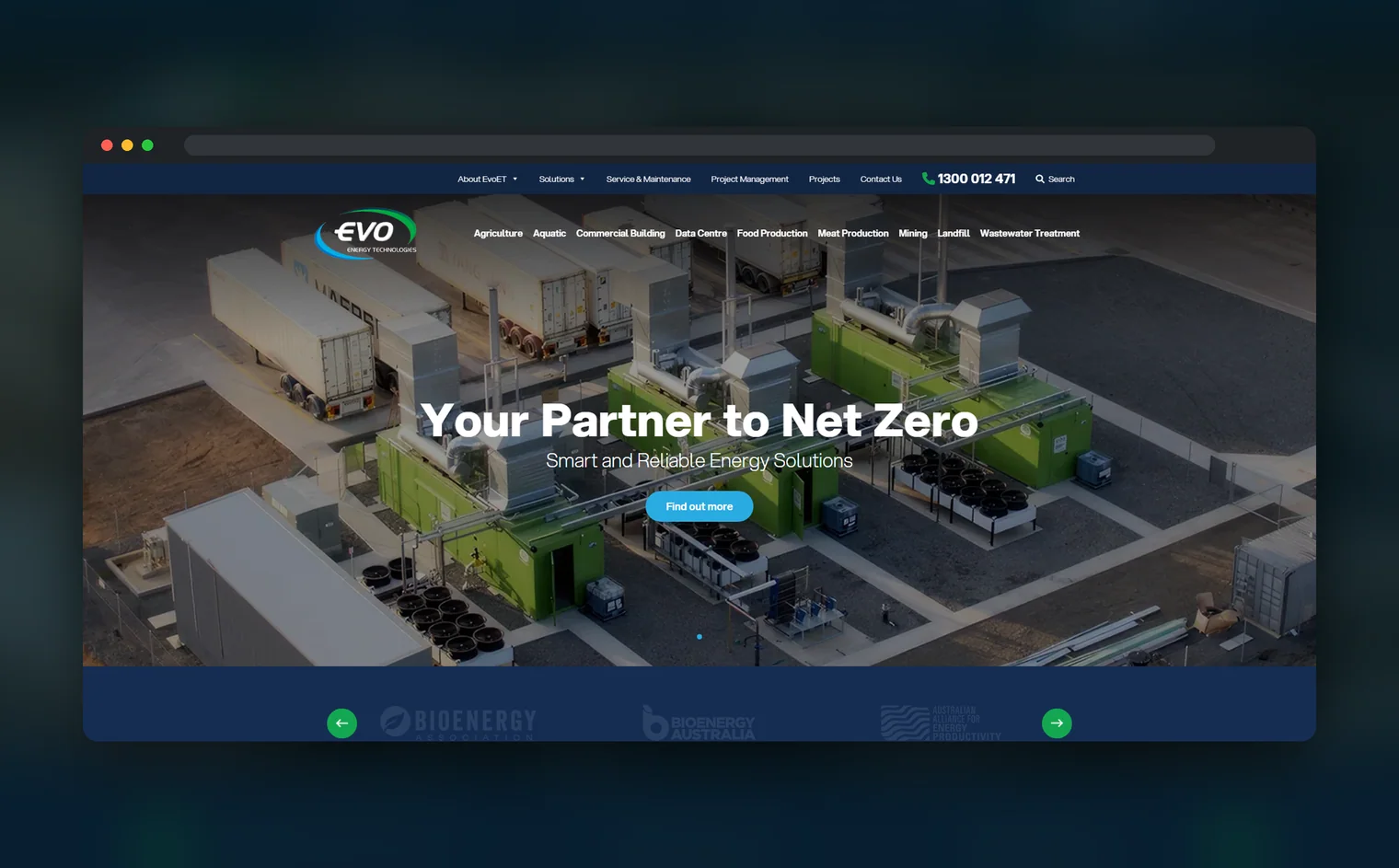 Evo ET website design by Balar Media Group