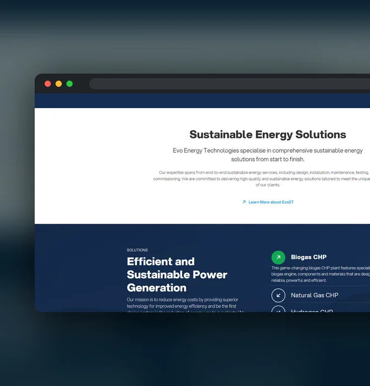 Evo ET website by Balar Media Group