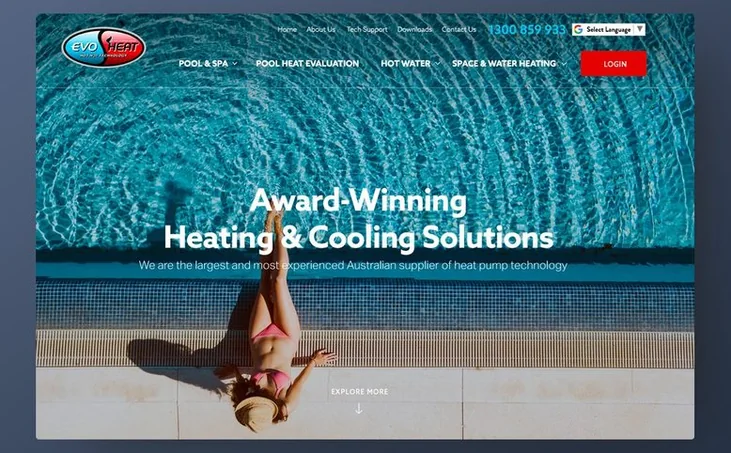 EvoHeat Australia website detail by Balar Media Group