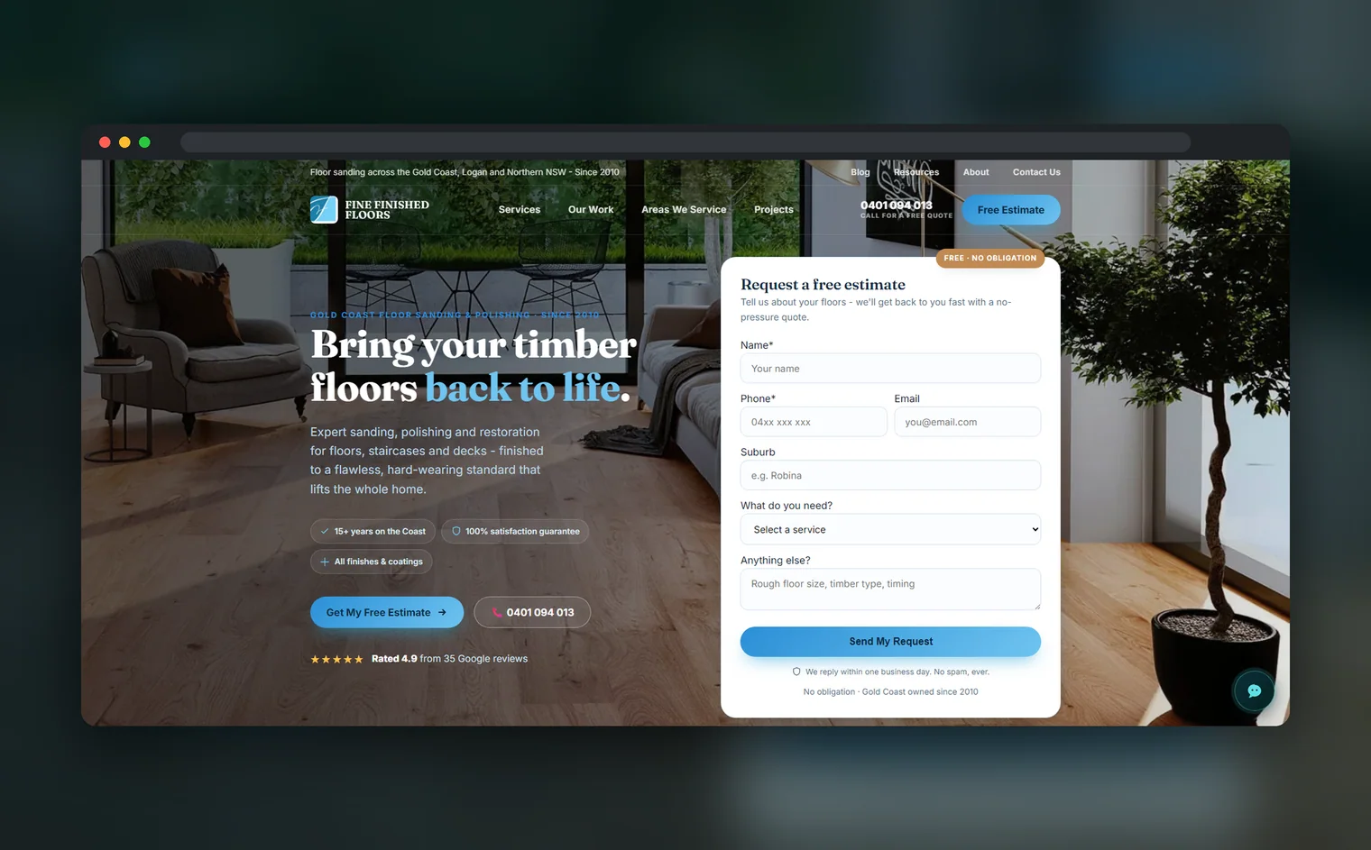 Fine Finished Floors website design by Balar Media Group