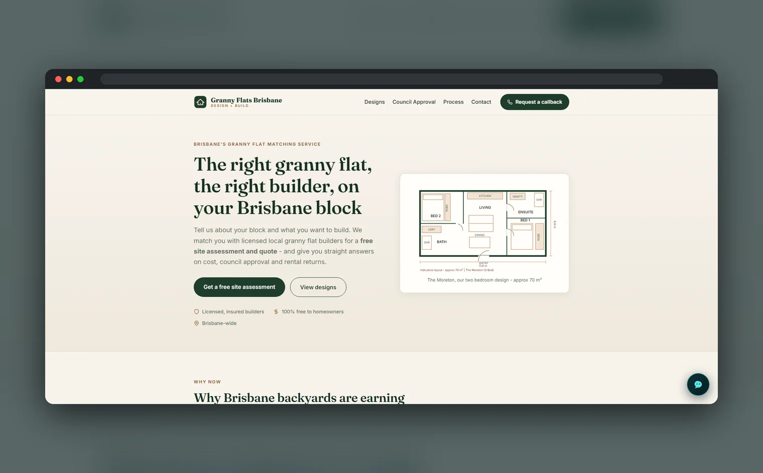 Granny Flats Brisbane website design by Balar Media Group