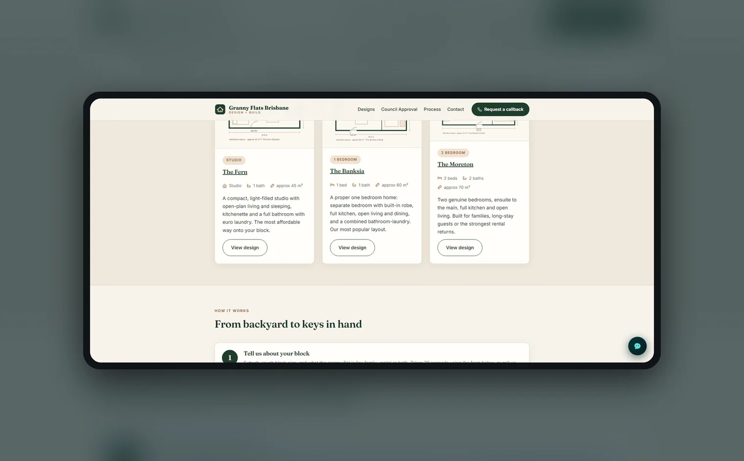 Granny Flats Brisbane website by Balar Media Group, more of the design