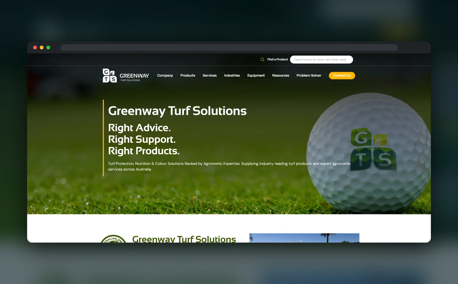Greenway Turf Solutions website design by Balar Media Group
