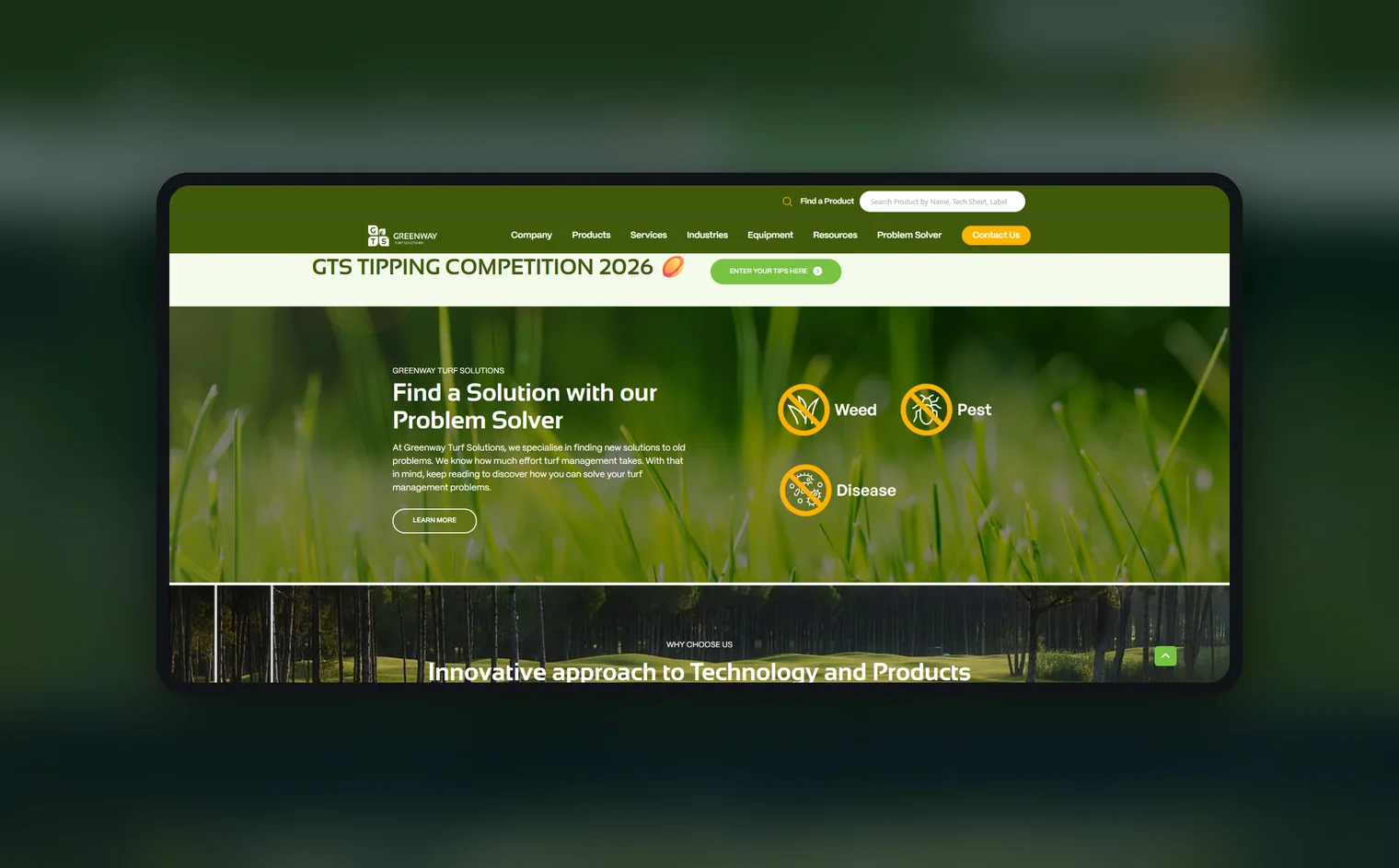 Greenway Turf Solutions website by Balar Media Group, more of the design