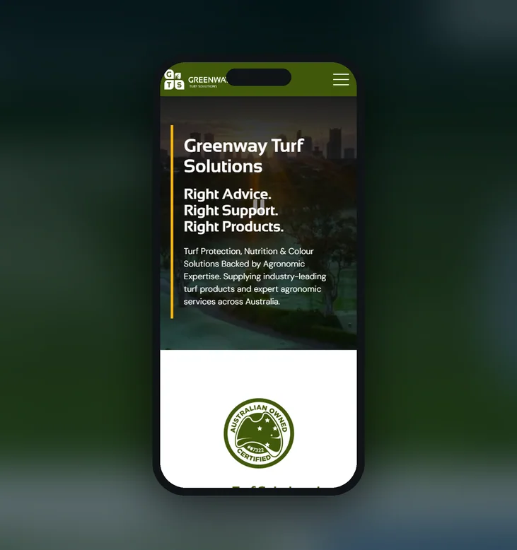 Greenway Turf Solutions mobile website by Balar Media Group