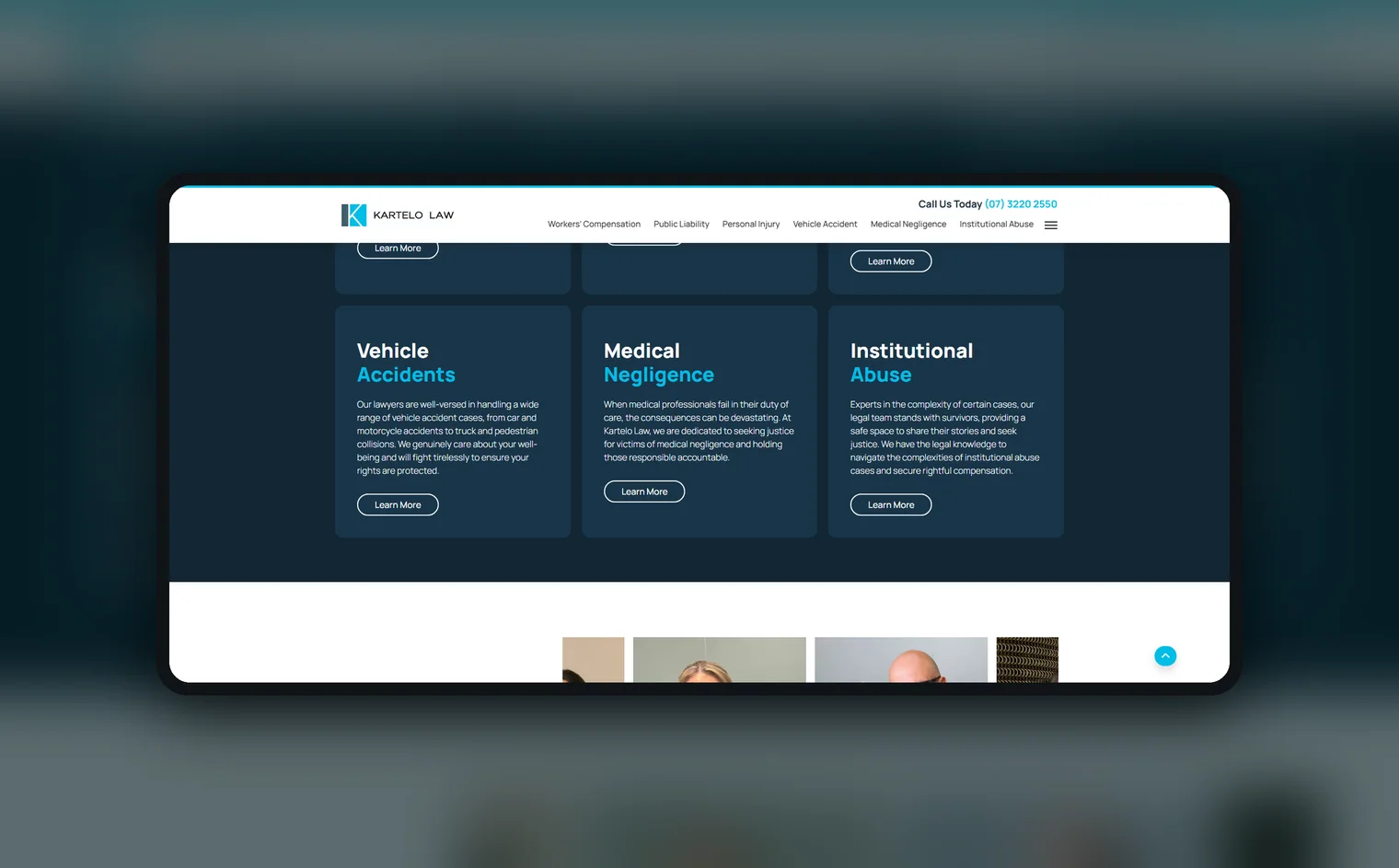 Kartelo Law website by Balar Media Group, more of the design