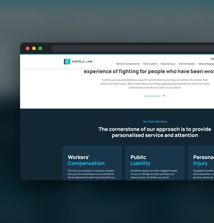 Kartelo Law website by Balar Media Group