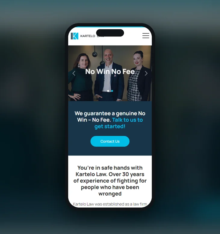 Kartelo Law mobile website by Balar Media Group