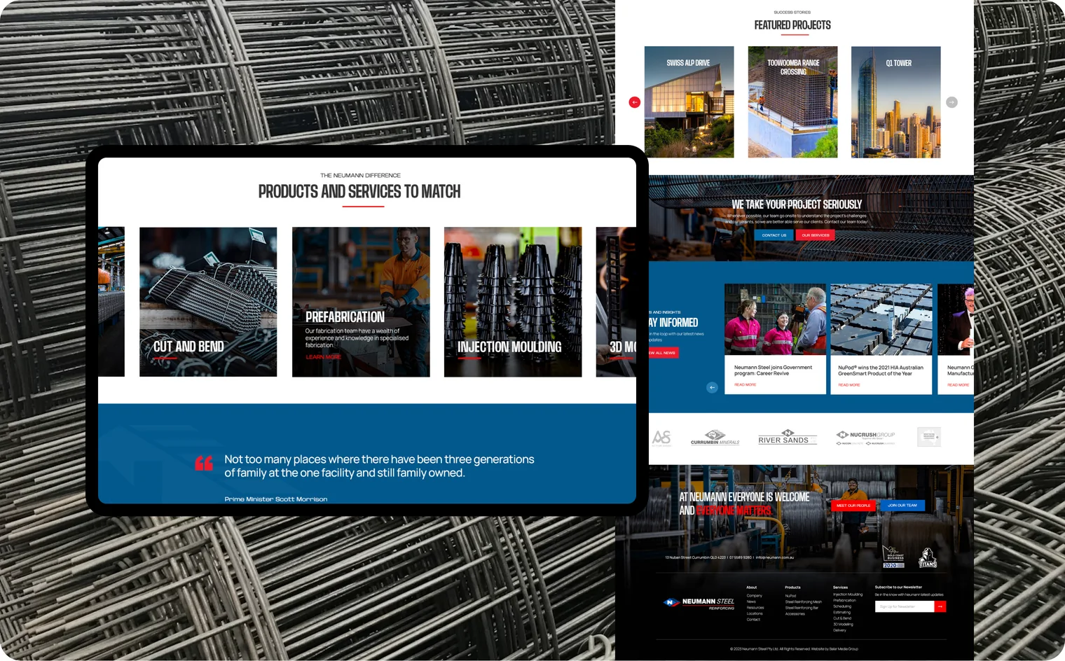Neumann Steel website design by Balar Media Group (detail)