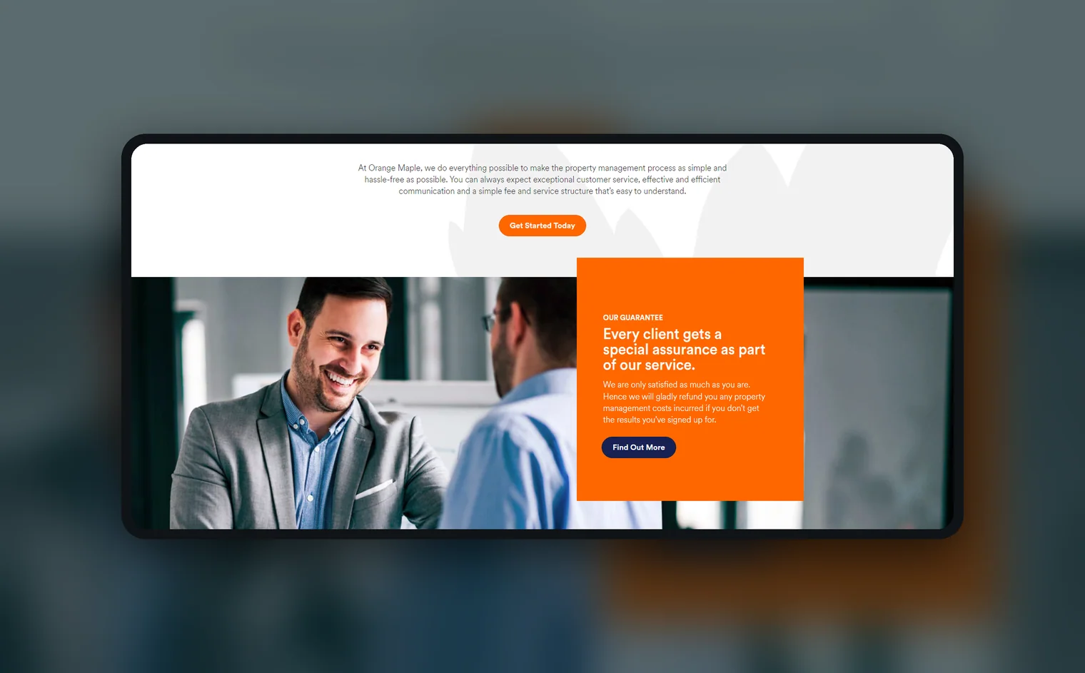 Orange Maple Property Management website by Balar Media Group, more of the design