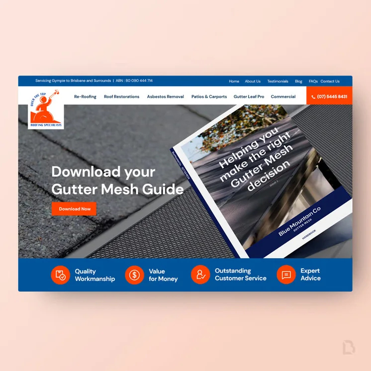 Over The Top Roofing website by Balar Media Group