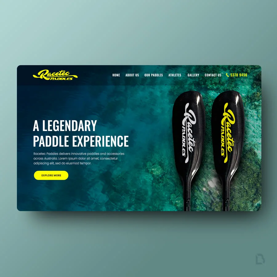 Racetec Paddles website by Balar Media Group, more of the design