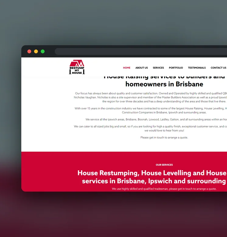Restump My House website by Balar Media Group