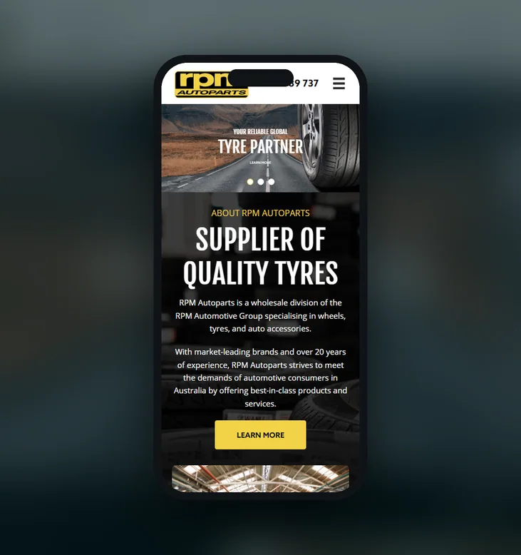 RPM Autoparts mobile website by Balar Media Group