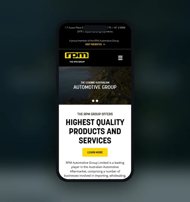 RPM Group mobile website by Balar Media Group