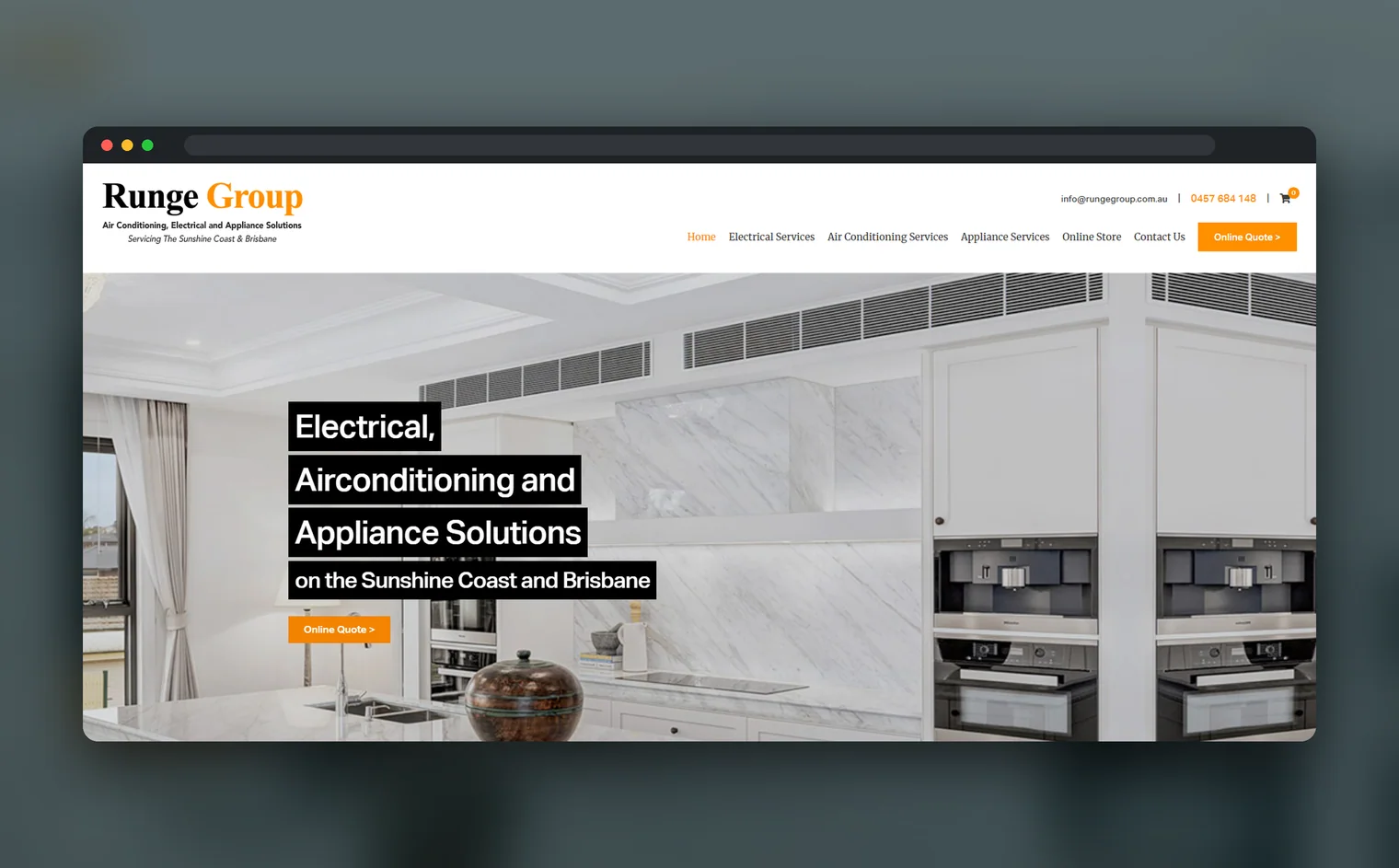 Runge Group Air Conditioning website design by Balar Media Group