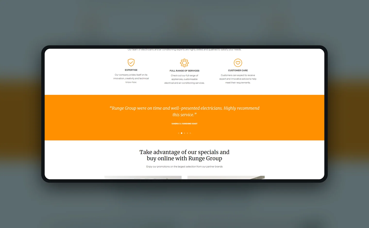 Runge Group Air Conditioning website by Balar Media Group, more of the design