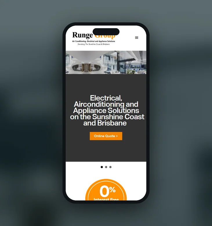 Runge Group Air Conditioning mobile website by Balar Media Group