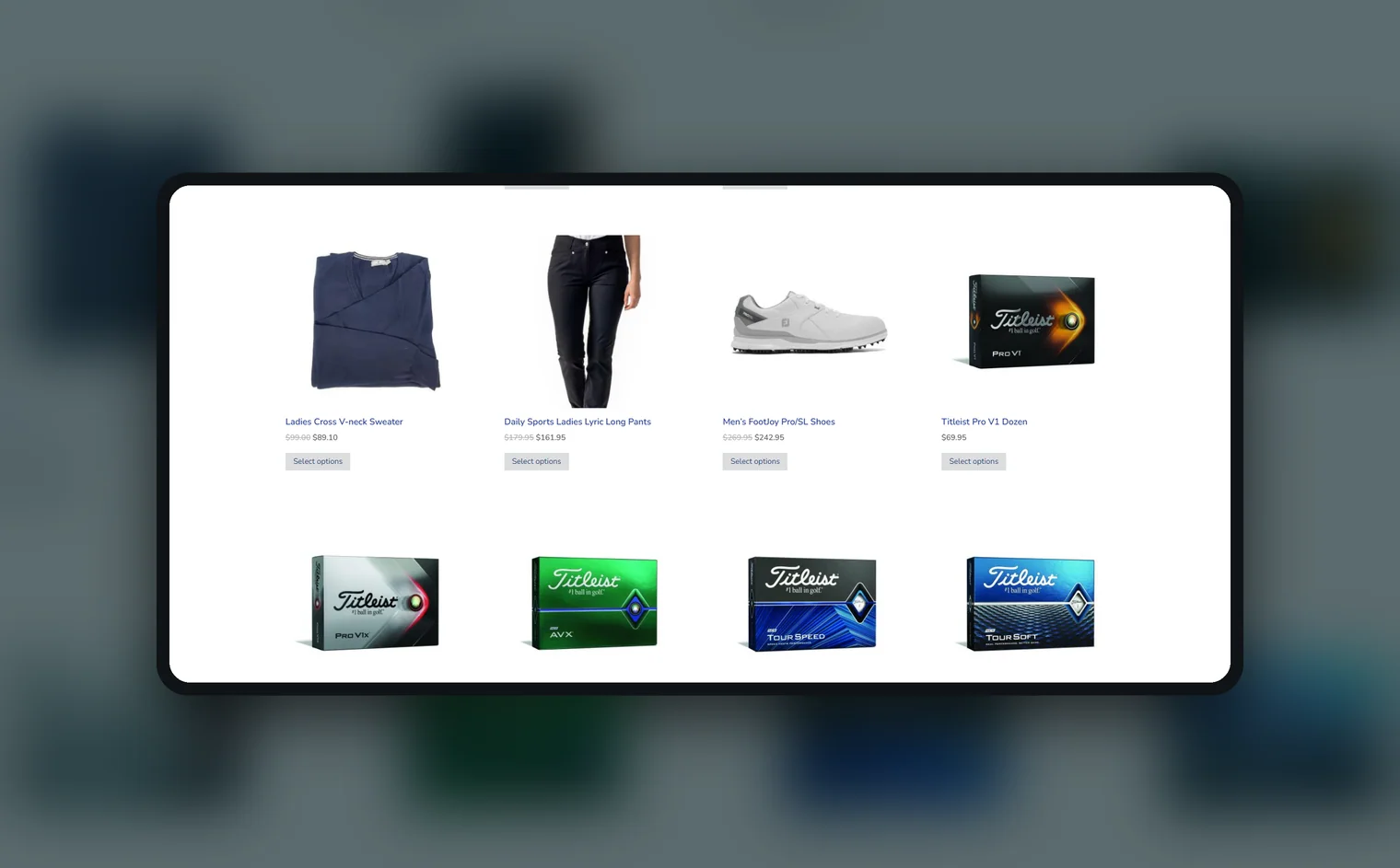 Sanctuary Cove Golf Shop website by Balar Media Group, more of the design