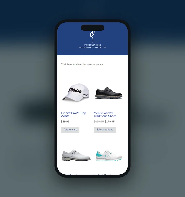 Sanctuary Cove Golf Shop mobile website by Balar Media Group