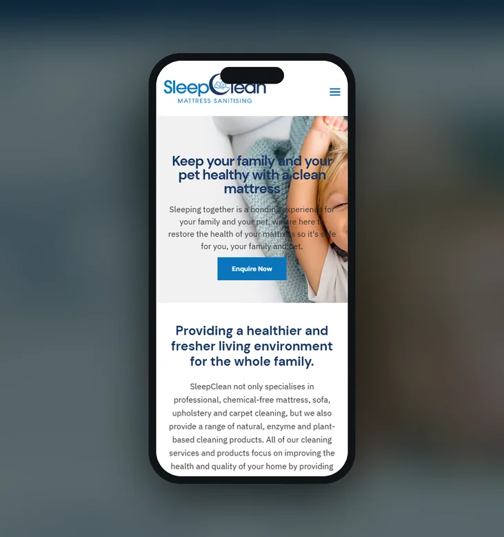 SleepClean mobile website by Balar Media Group